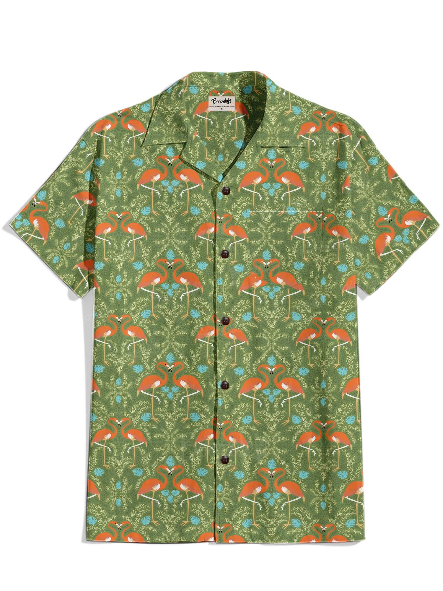 【Carina Parry Studios X Boozelele】Flamingo Tropical - 100% Cotton Cuban Collar Shirt