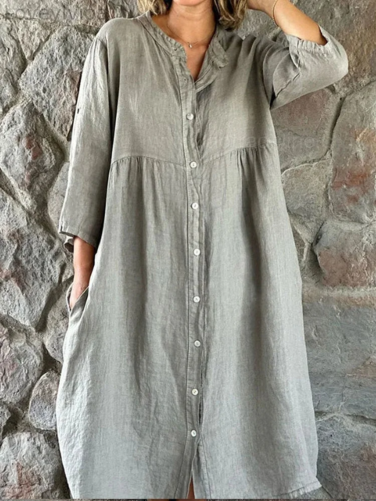 Women's Solid Color Pockets Dress
