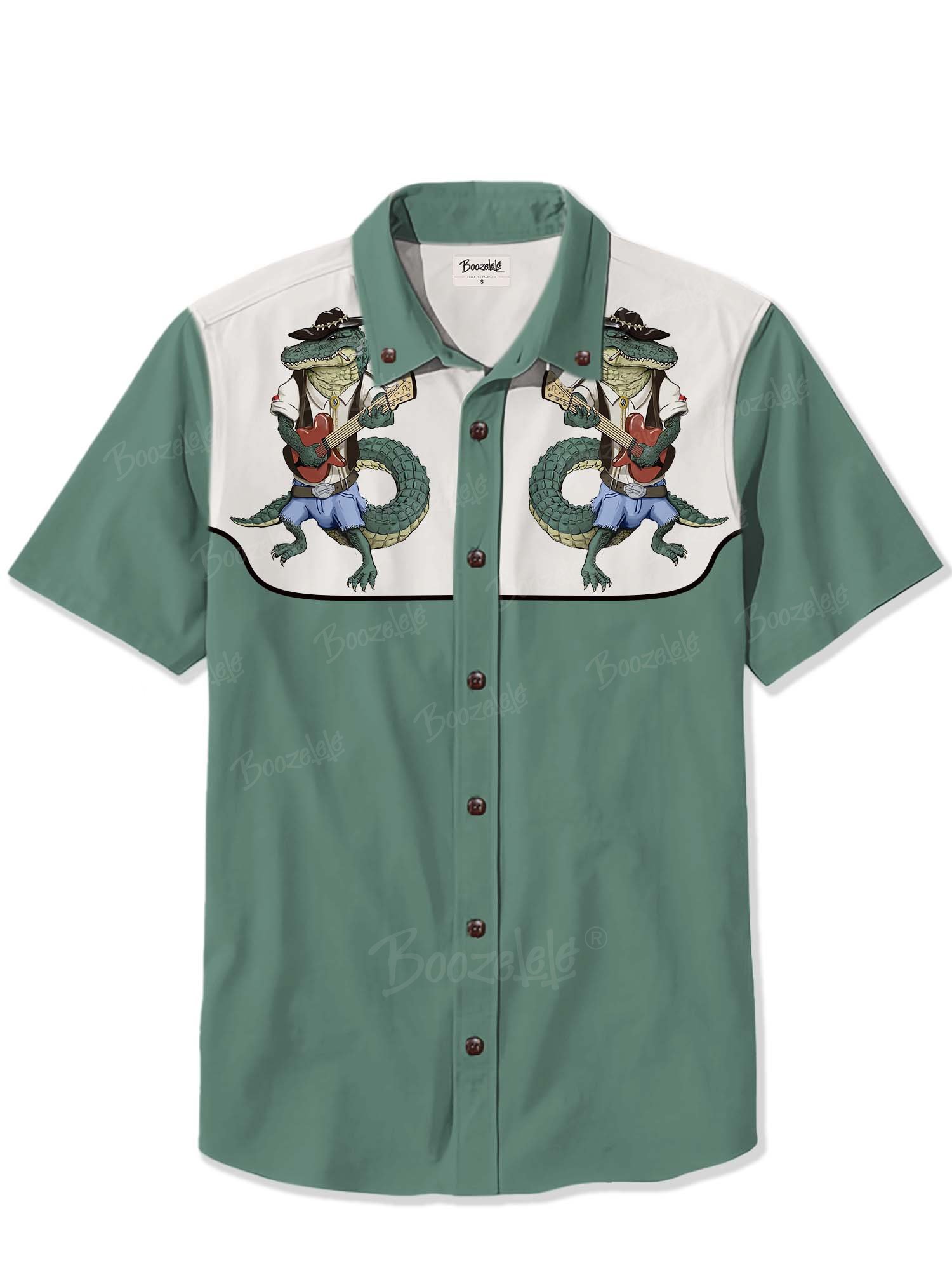 Music Western Alligator Cowboy Playing Guitar - 100% Cotton Shirt