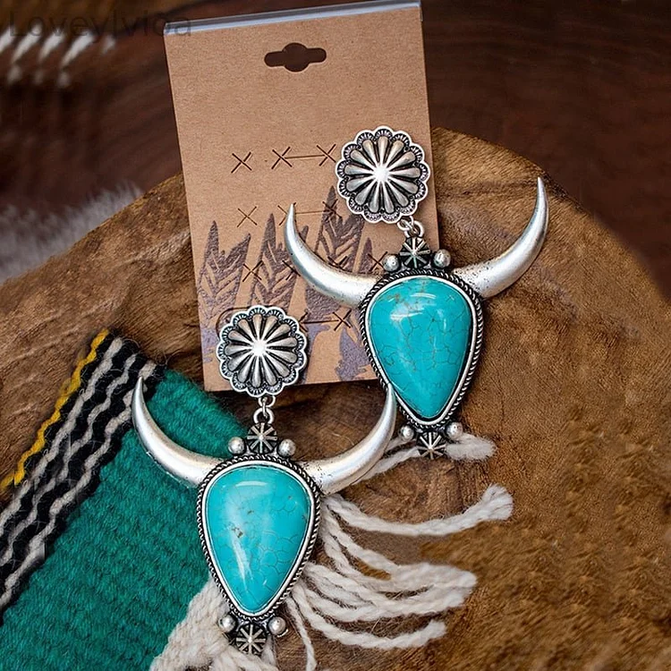 🎁Bull Head Turquoise Earrings
