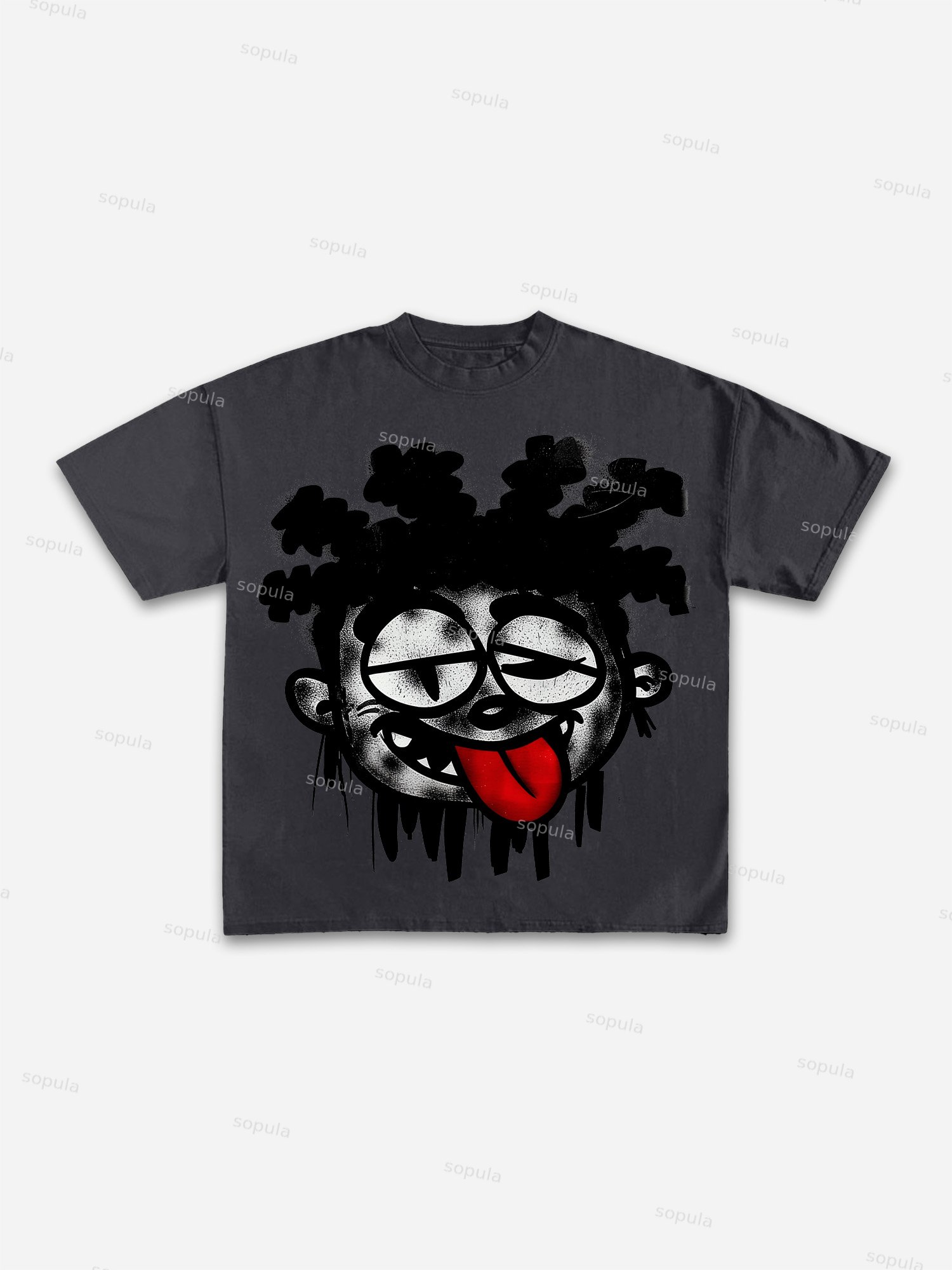 Vintage Big Face Graphic Cotton T-shirt