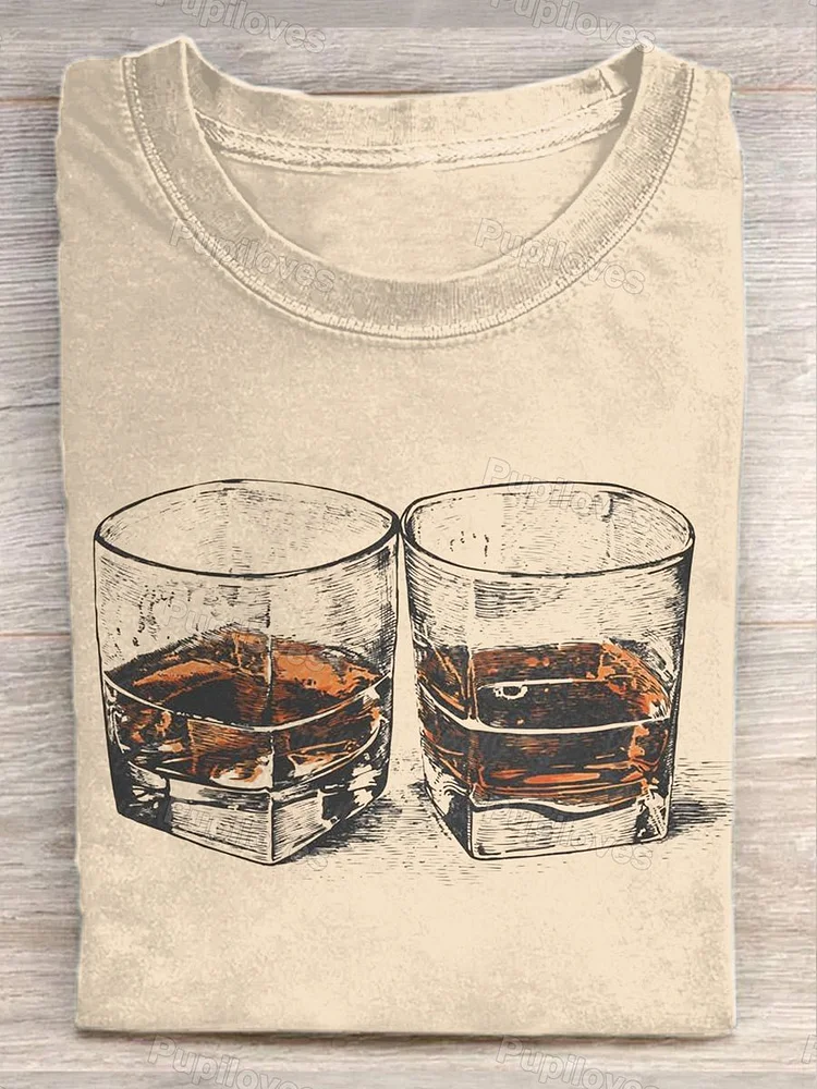 Pupiloves Pupiloves  Unisex Drink Culture Print Casual Short Sleeve T-Shirt