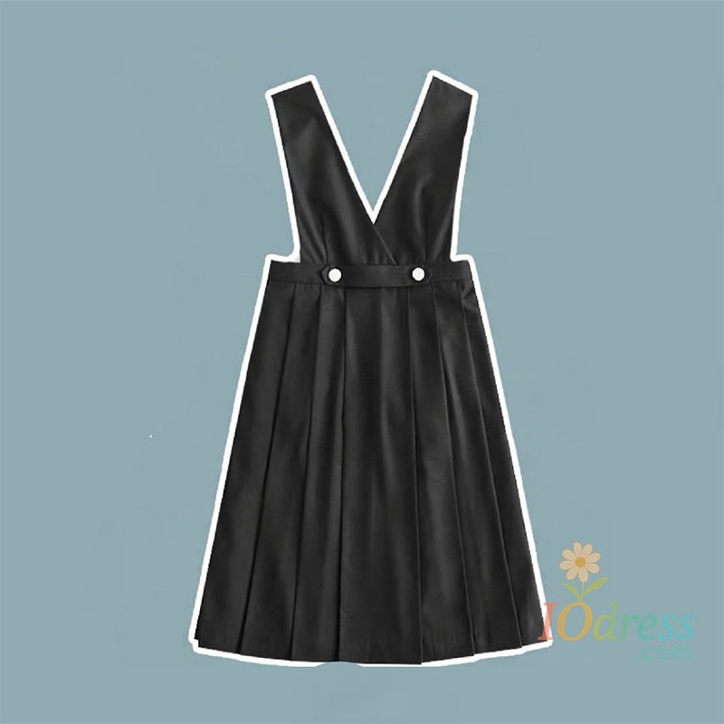 IO Dress Chic Sweet Japanese Girl Long Pleated Dress Preppy Style Women  Sleeveless Pinafore Dress JK High School Uniform Class Uniform