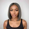Salt and Pepper Highlight Wig Straight Bob Wig