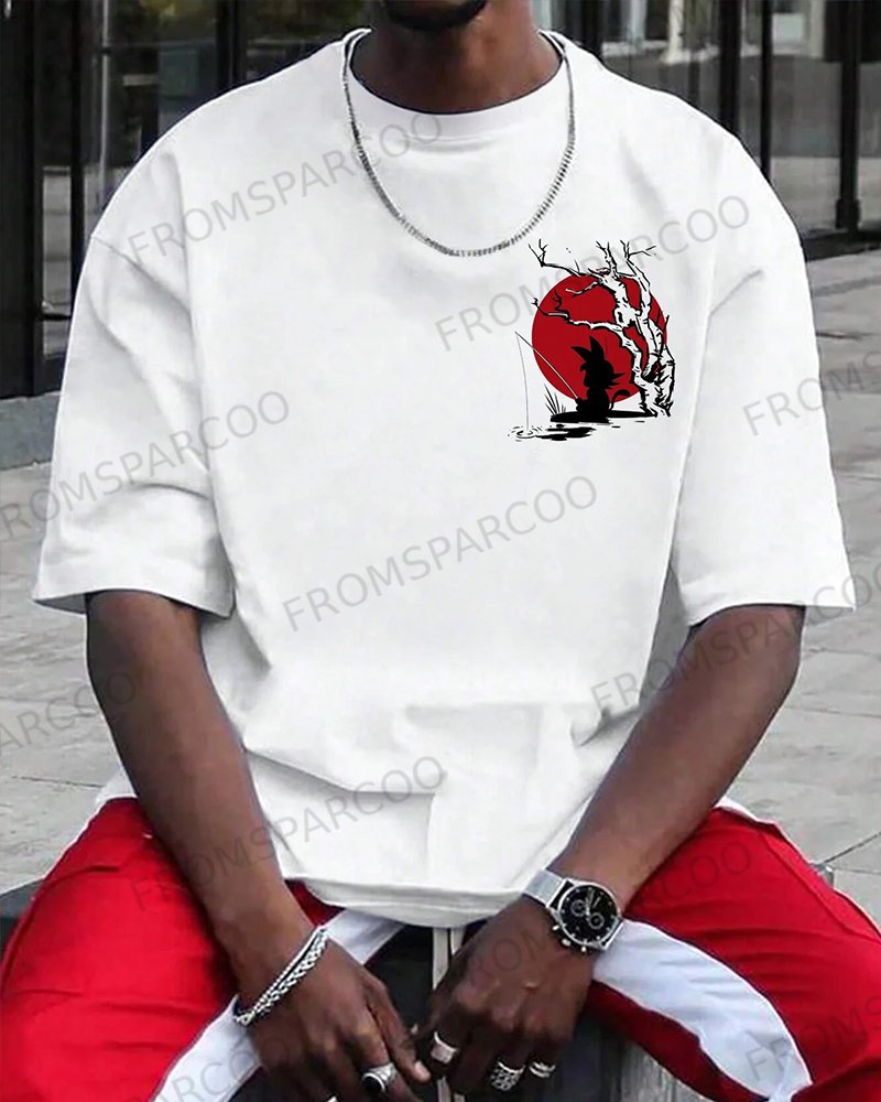 Unisex Anime Goku Silhouette Print T-Shirt