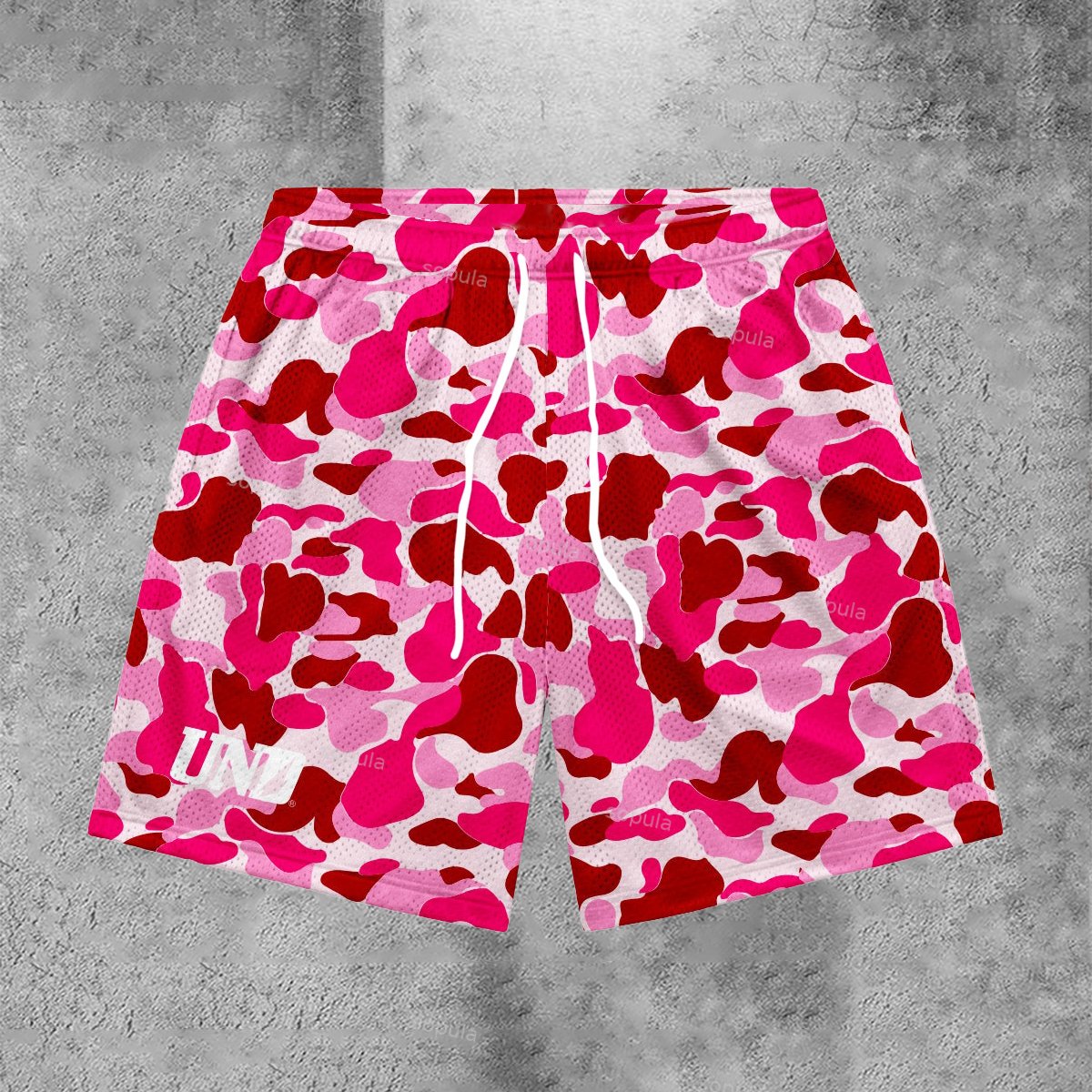 Sopula Street Sports Style Pink Camo Baggy Mesh Shorts