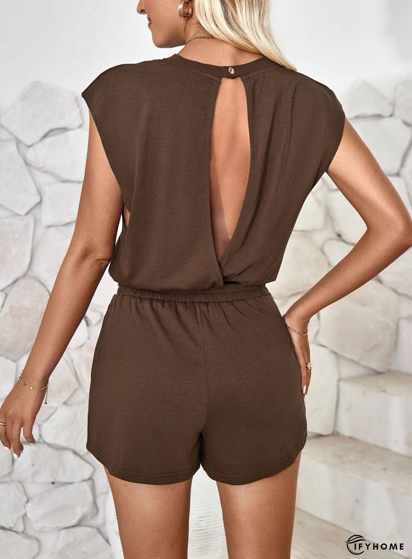 Cutout Round Neck Cap Sleeve Romper | IFYHOME
