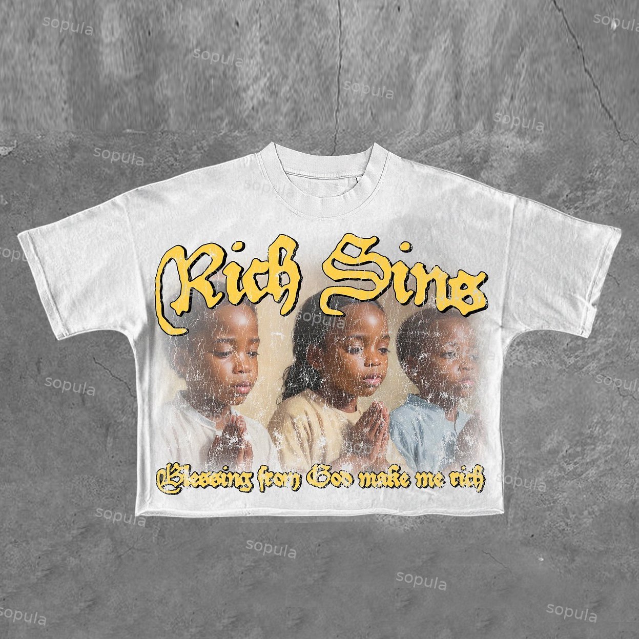 Rich Sin Graphic Cotton Cropped T-Shirts