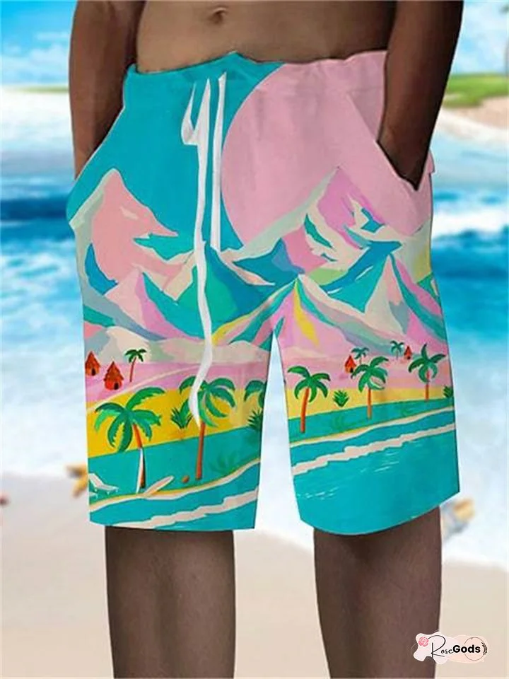 Men's Beach Shorts Seaside Landscape Print S M L XL 2XL 3XL 4XL 5XL