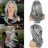 Silvery Gray Wig Long Layered Wavy Wigs