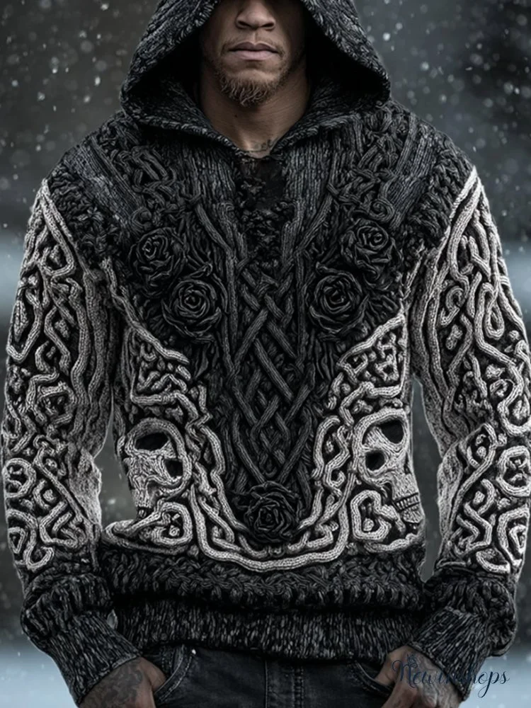 Men's Viking-style Vintage Hooded Sweater