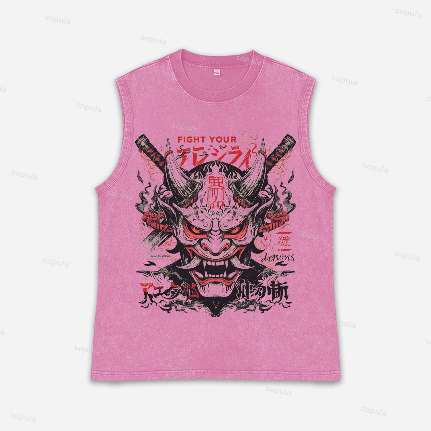 Japanese Warrior Art Acid Washed Tank