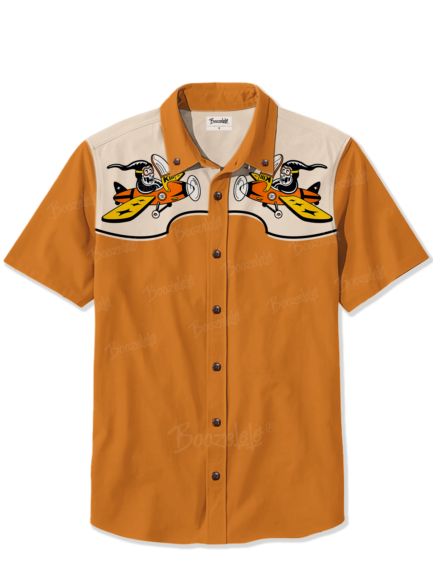 Retro Skeleton Flying Airplane - 100% Cotton Shirt