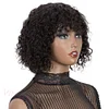 Short Bob Curly Hair Wave Wig With Bangs Black Color