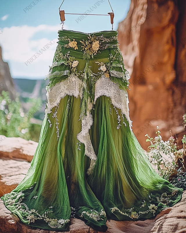 Summer Vacation Ruffle  Lace Patchwork Skirt ccdb 23c3
