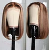 Straight Bob Wig Brown Mixed Blonde Highlights Wig