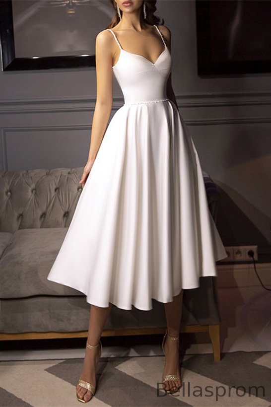 Bellasprom Spaghetti-Straps Sweetheart Sleeveless Short Wedding Dress A-Line Bellasprom