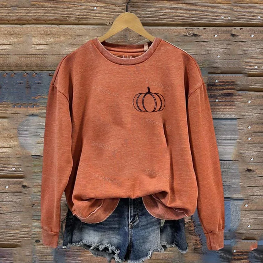 Eagerlys Embroidered Pumpkin Sweatshirt Eagerlys