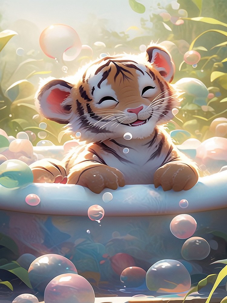 Diamond Painting - Full Square - tiger bathing (40*60CM)  ARY