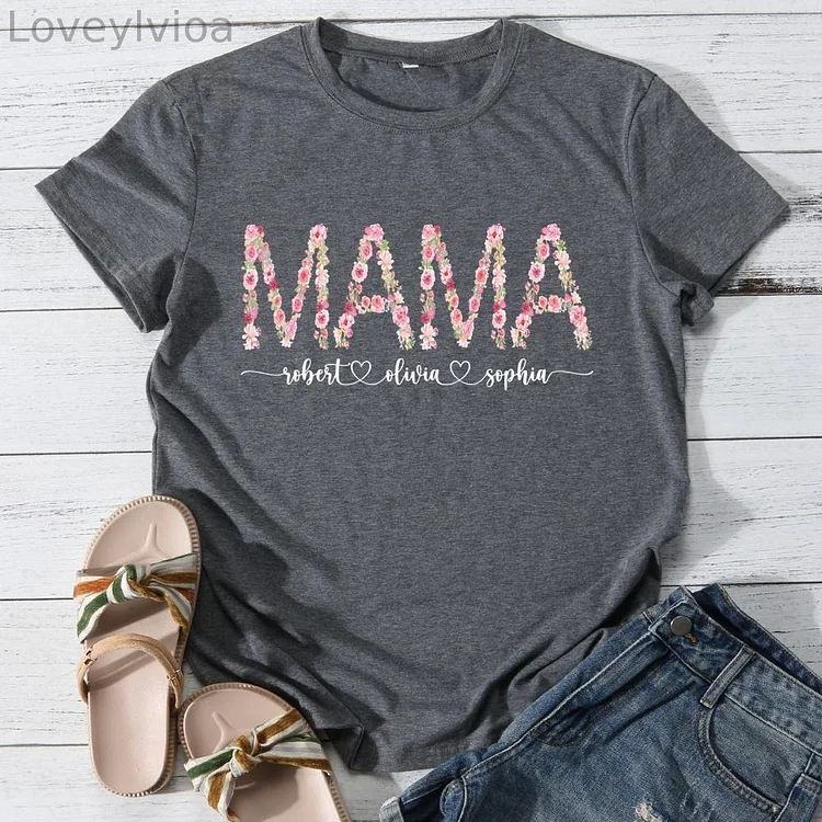 Mama love it Round Neck T-shirt-0025891