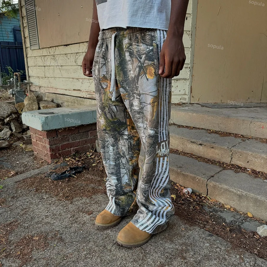 Sopula Artistic Vintage Love Money Camouflage Casual Flared Trousers