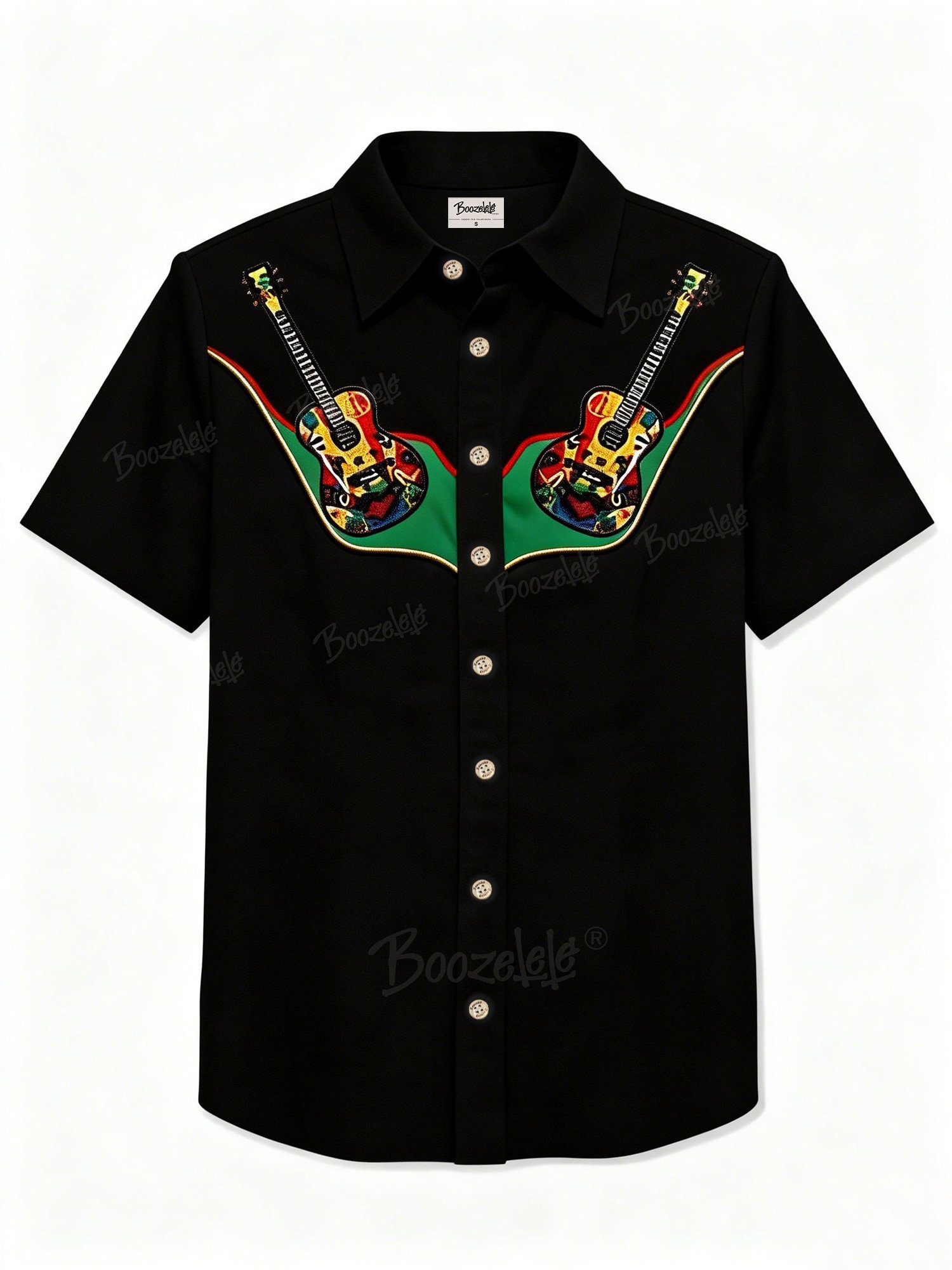 Country Music Guitar Pattern Design Short-Sleeved Shirt &ndash; 100% Cotton Shirt