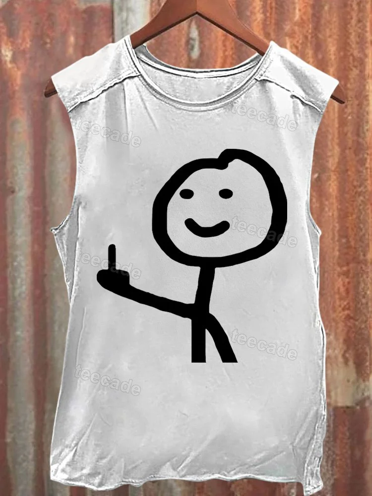 Teecade Teecade Stickman Giving Middle Finger-1 Tank Top