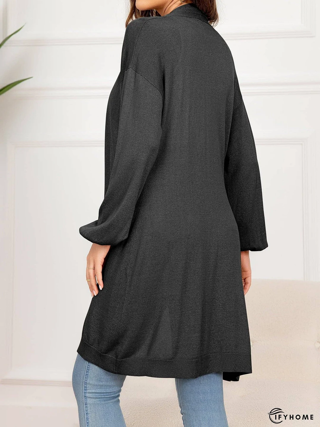 Dropped Shoulder Open Front Longline Cardigan | IFYHOME