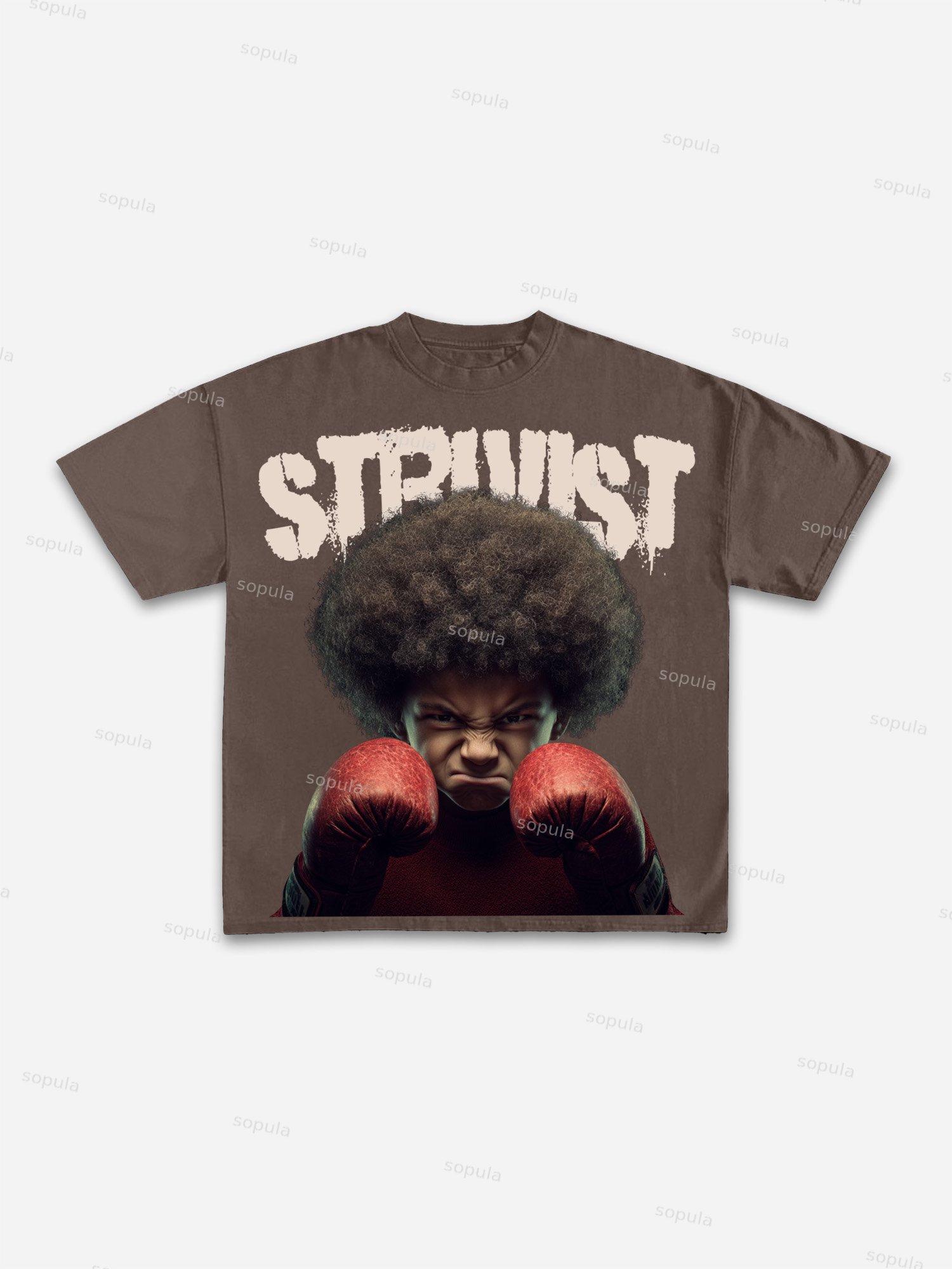 Struggleist Explosive Hairstyles Boxer Vintage Graphic Cotton T-shirt