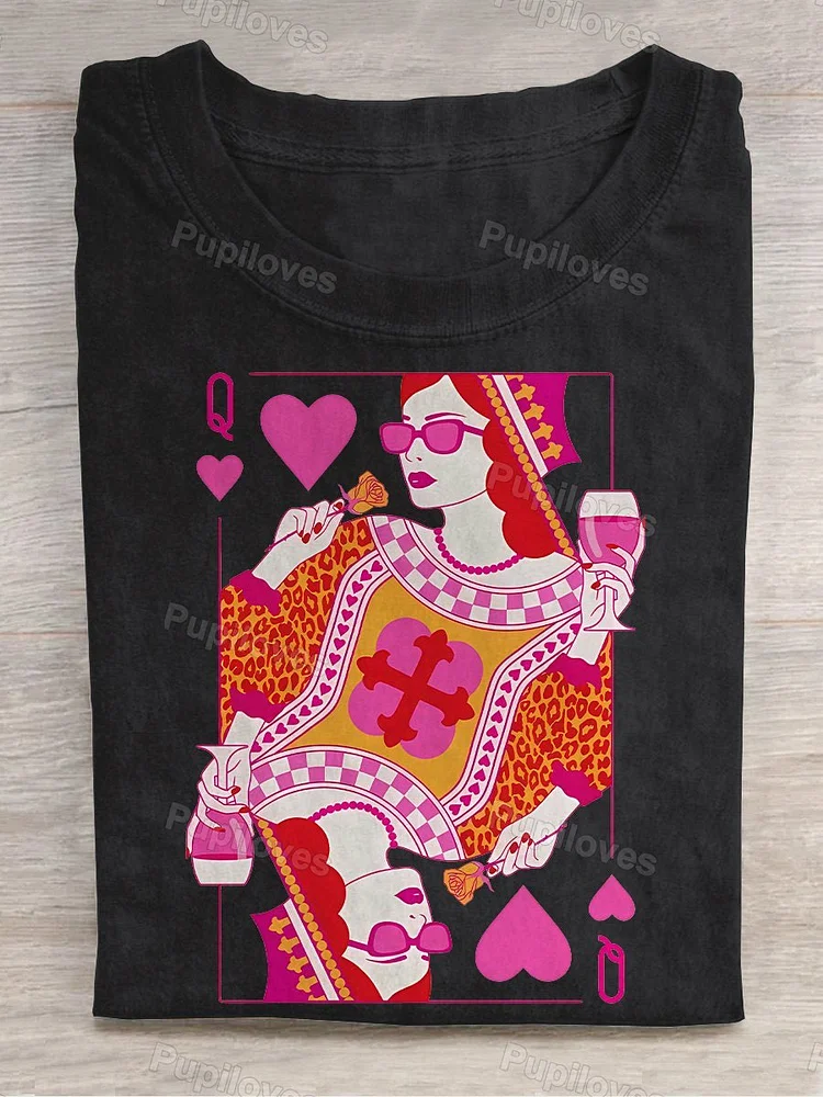 Pupiloves Pupiloves Women's LGBT Queen of Hearts Casual Print T-shirt
