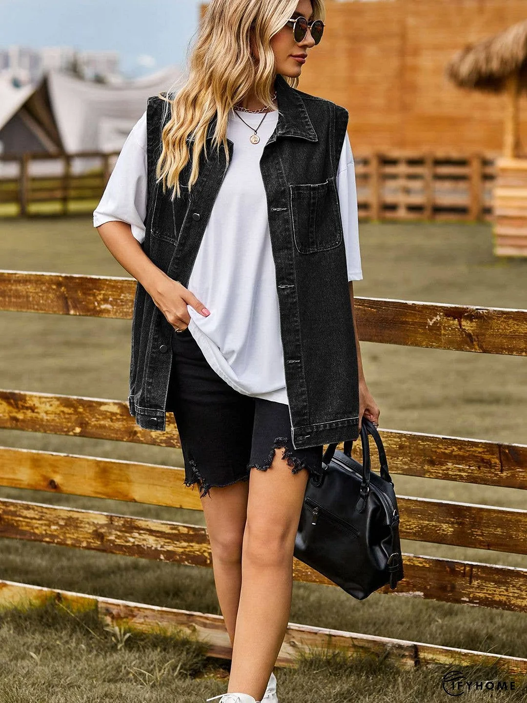 Button Down Denim Vest | IFYHOME