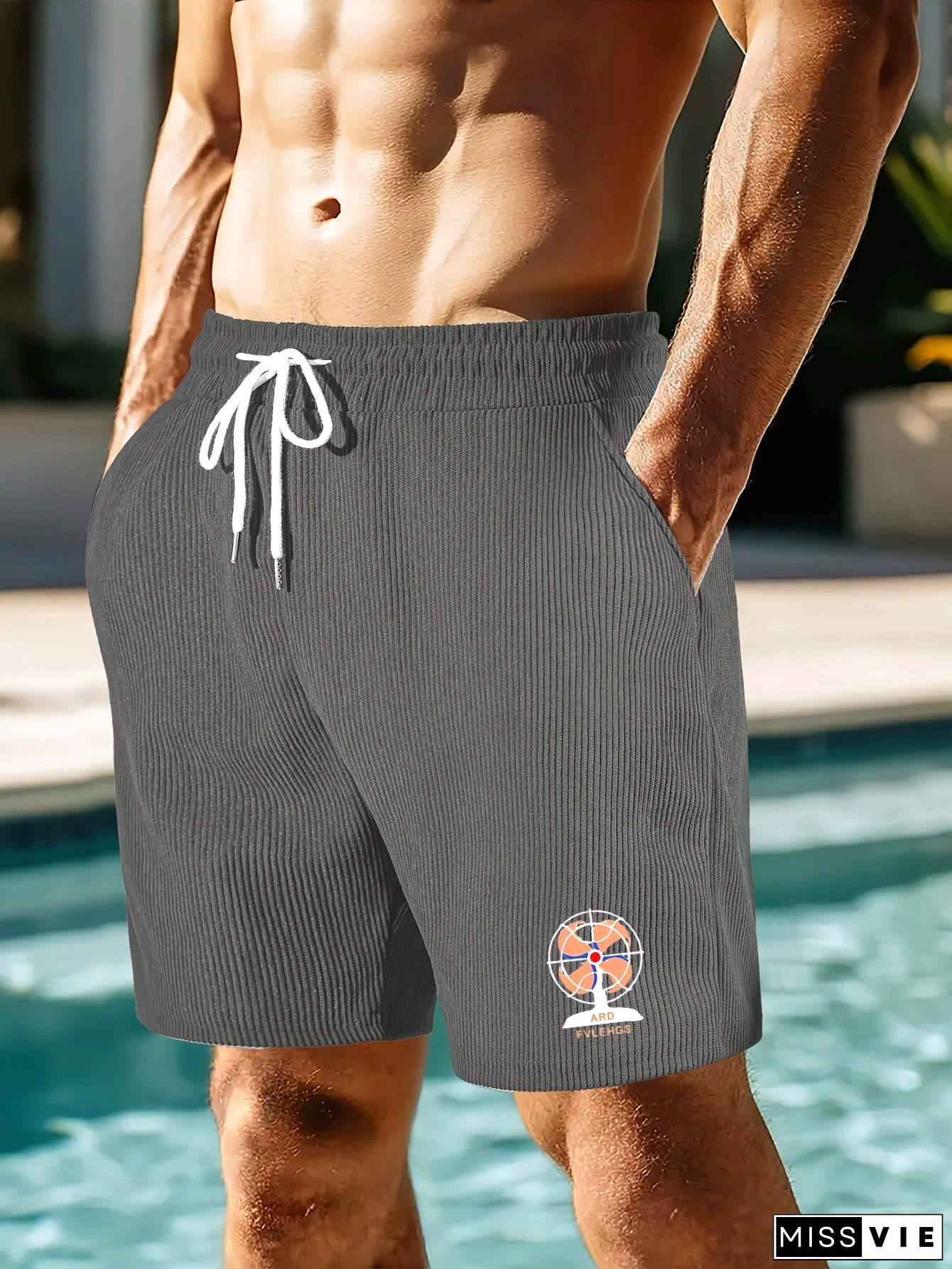 Men&lsquo;s Print Shorts, Outdoor Jogging Drawstring Sports Pants, Casual Travel Trousers