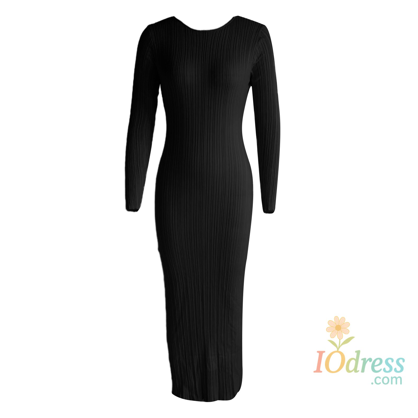 IO Dress Women Sexy Knit Maxi Dress Vintage Long Sleeve Crew Neck Solid Ribbed Dress Fit Fall Long Dress for Party Club Bodycon Dress
