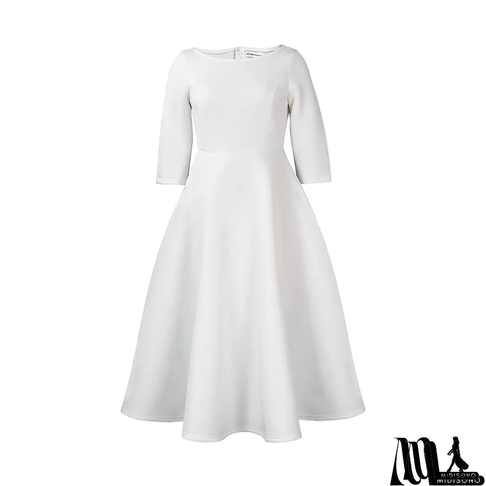 Elegant French-Inspired Midi Dress With Ruffled Hem - Light Green, Long Sleeves, Round Neck, Cinched Waist, Perfect For Spring & Fall, Casual Elegance|Ruffled Hem Dress|Cinched Waist Design