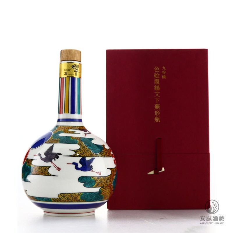 HIBIKI響21年九谷焼色絵霞鶴文下蕪形瓶 友誠酒藏