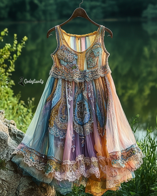 Summer Irregular Lace Patchwork BeadedRuffle Top 4a37