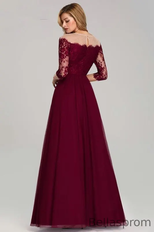 long sleeve lace burgundy prom dress Burgundy Trumpet Mermaid Occasion Long Sleeve Prom Dress