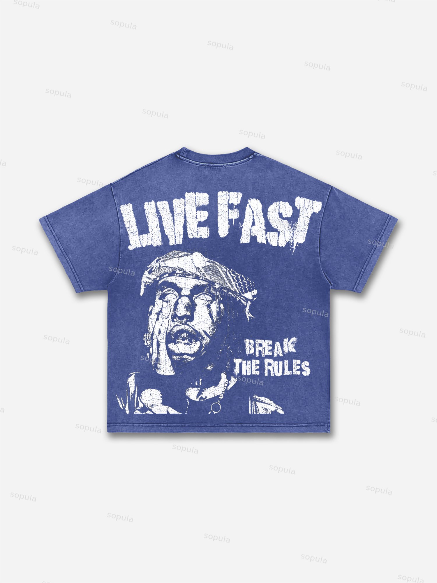 Sopula Live Fast Crazy Boy Print Washed T-shirt