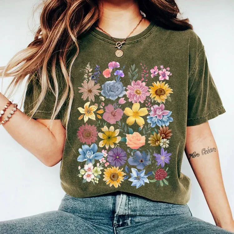 Eagerlys Watercolor Flower T-shirt Eagerlys
