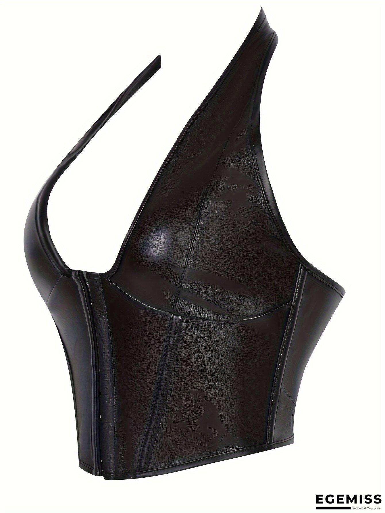 Women's Shaping Corset Top with a Black Halter Neck Design | EGEMISS