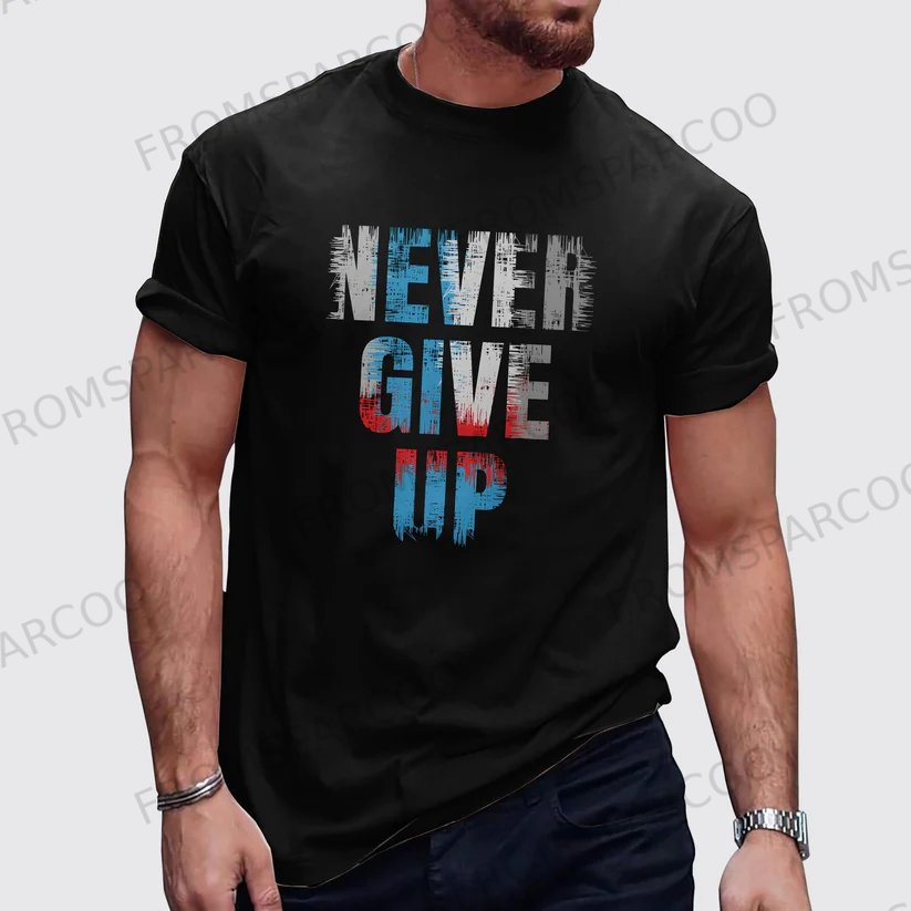 Casual Men's Motivational Printed Fitness T-Shirt