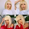 Black Brazilian Straight Hair Short BOB Wigs Lady Wig With Bangs