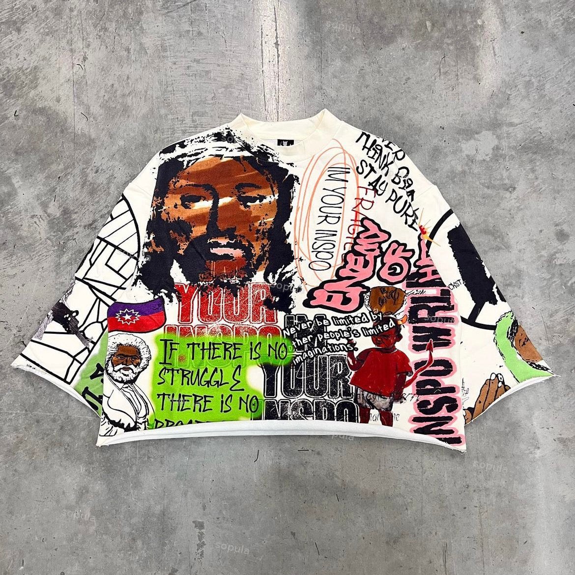 Vintage Jesus Graphic White Cropped T-Shirt