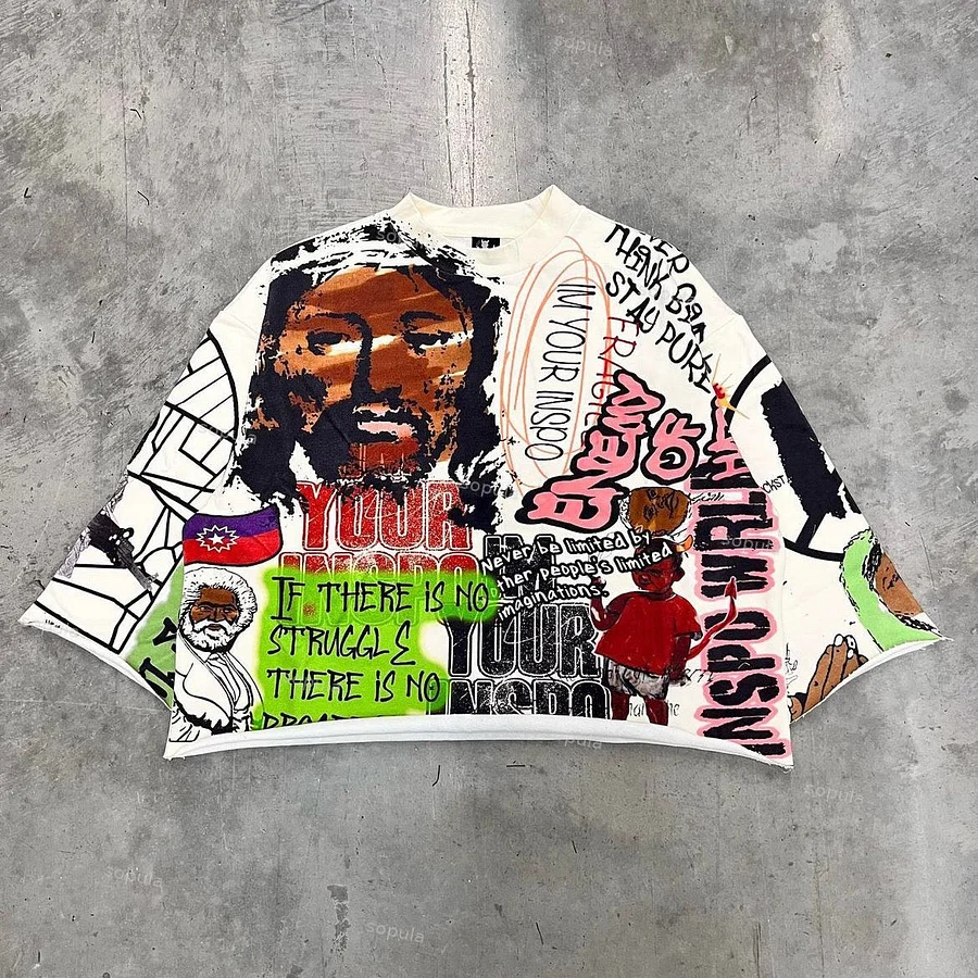 Vintage Jesus Graphic White Cropped T-Shirt
