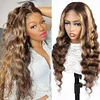 Hightlight Brown Mixed Blonde Body Wave Wig Long Hair