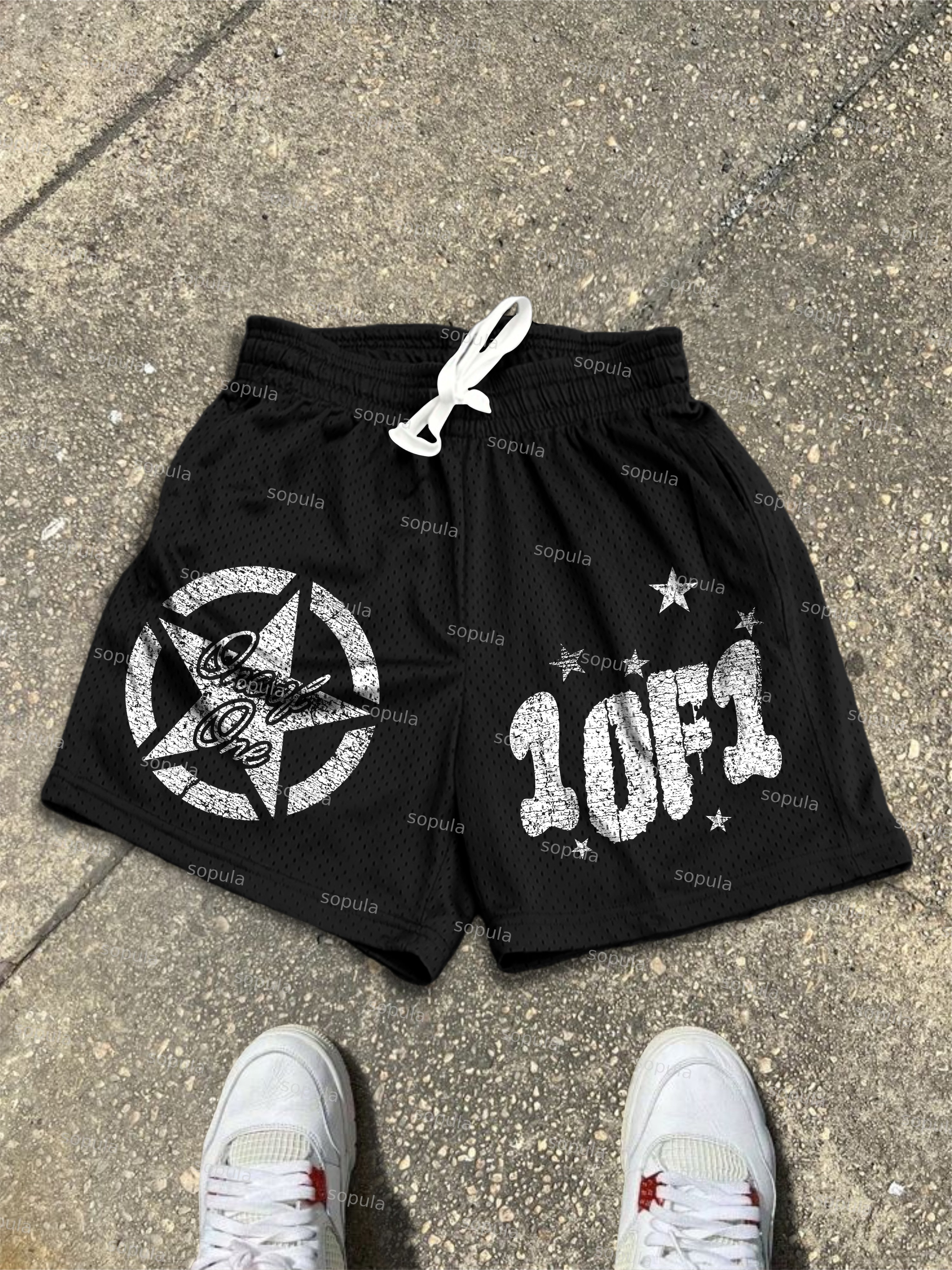 Sopula One Of One Star Print Mesh Shorts
