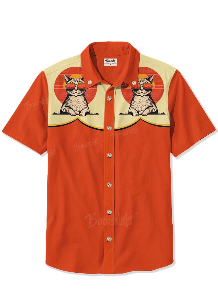 Retro Cowboy Kitten - 100% Cotton Shirt