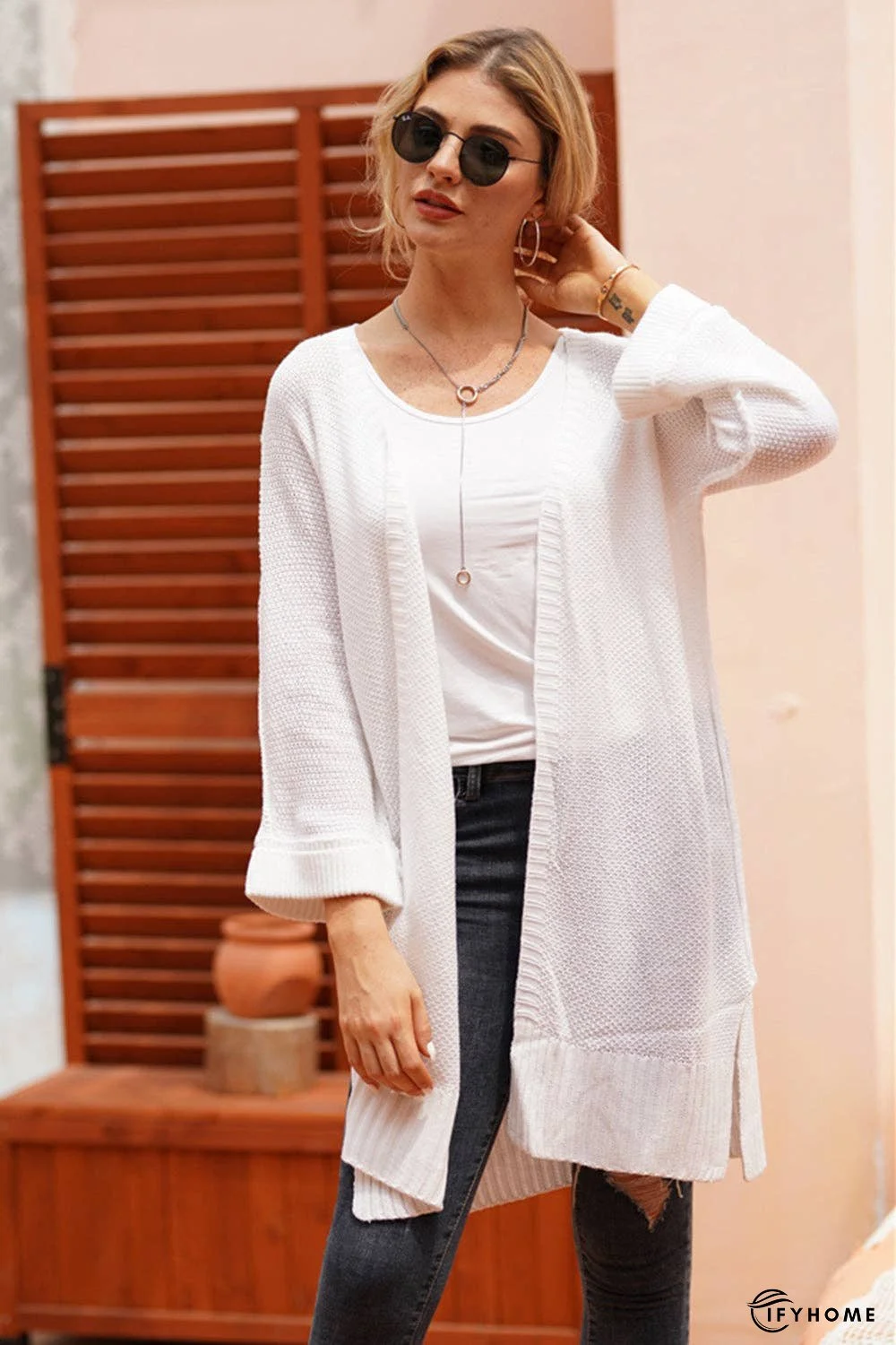 Open Front Long Sleeve Cardigan | IFYHOME