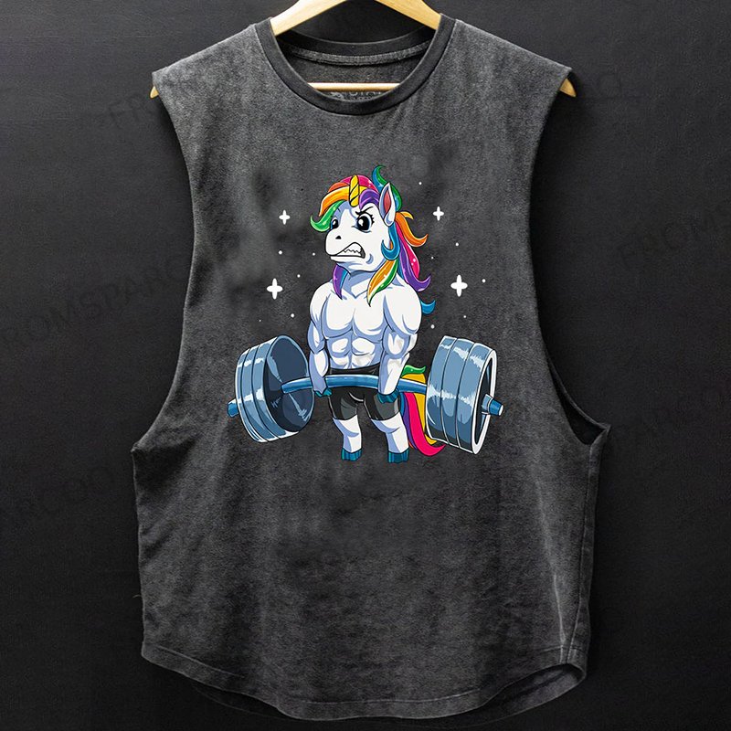 WEIGHTLIFTING UNICORN SCOOP BOTTOM COTTON TANK
