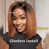 New Glueless Kinky Straight Black Gradient Light Brown Bob Wigs